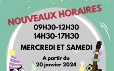 A partir du 20 janvier, on ouvre tous les mercredis et samedi après-midi !